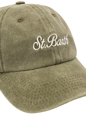 Davis military green denim Ball Cap with St. Barth embroidery - MC2 Saint Barth