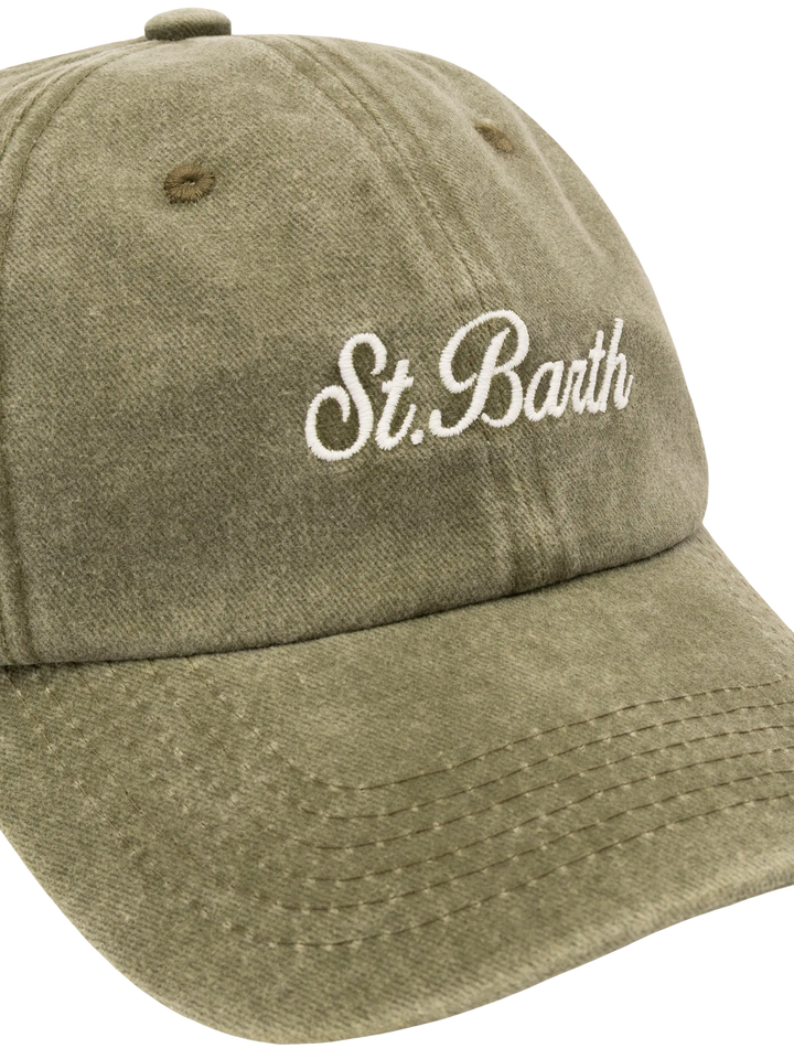 Davis military green denim Ball Cap with St. Barth embroidery - MC2 Saint Barth
