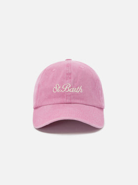 Cappellino Davis con visiera in cotone rosa chiaro con logo ricamato