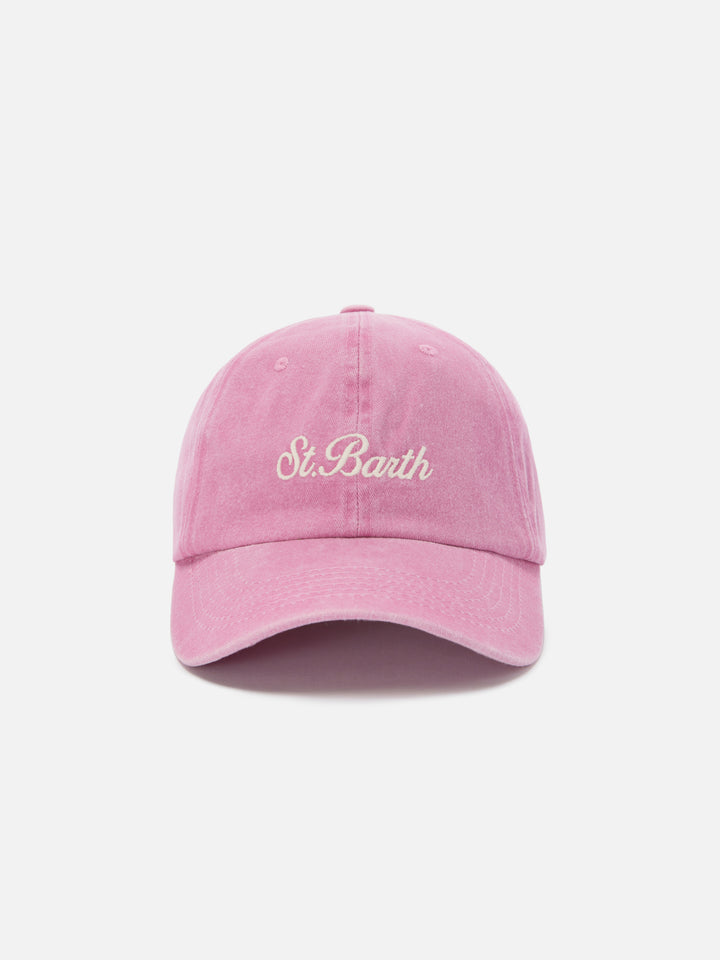 Cappellino Davis con visiera in cotone rosa chiaro con logo ricamato
