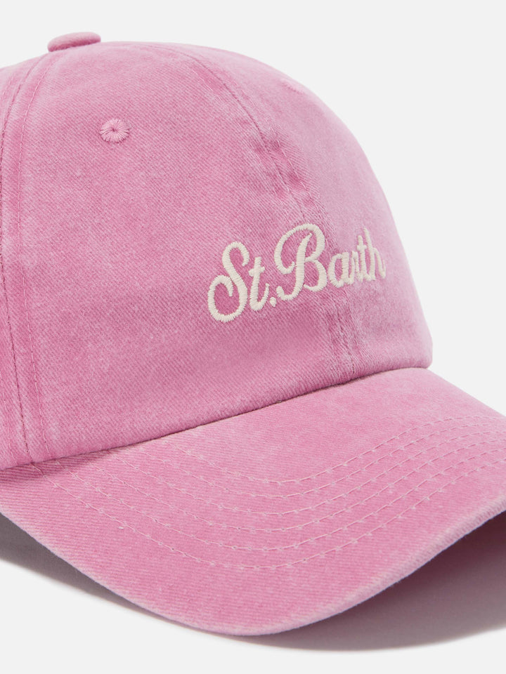 Cappellino Davis con visiera in cotone rosa chiaro con logo ricamato
