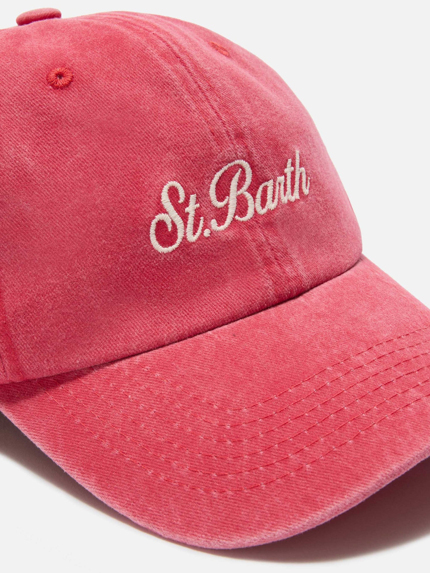 Cappellino Davis con visiera in cotone rosso scuro con logo ricamato