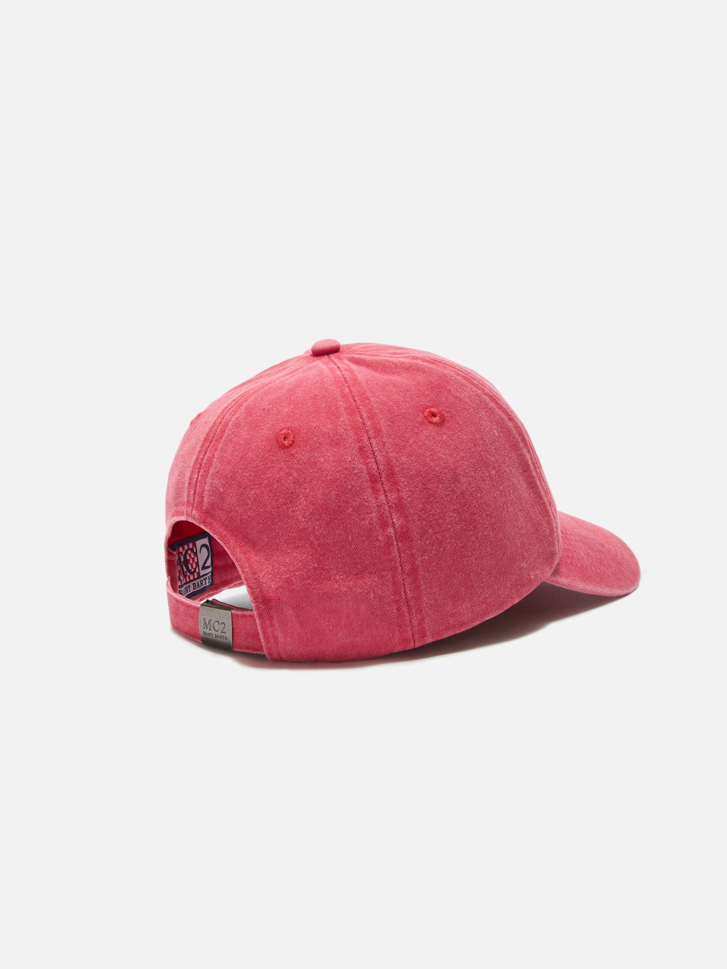 Cappellino Davis con visiera in cotone rosso scuro con logo ricamato