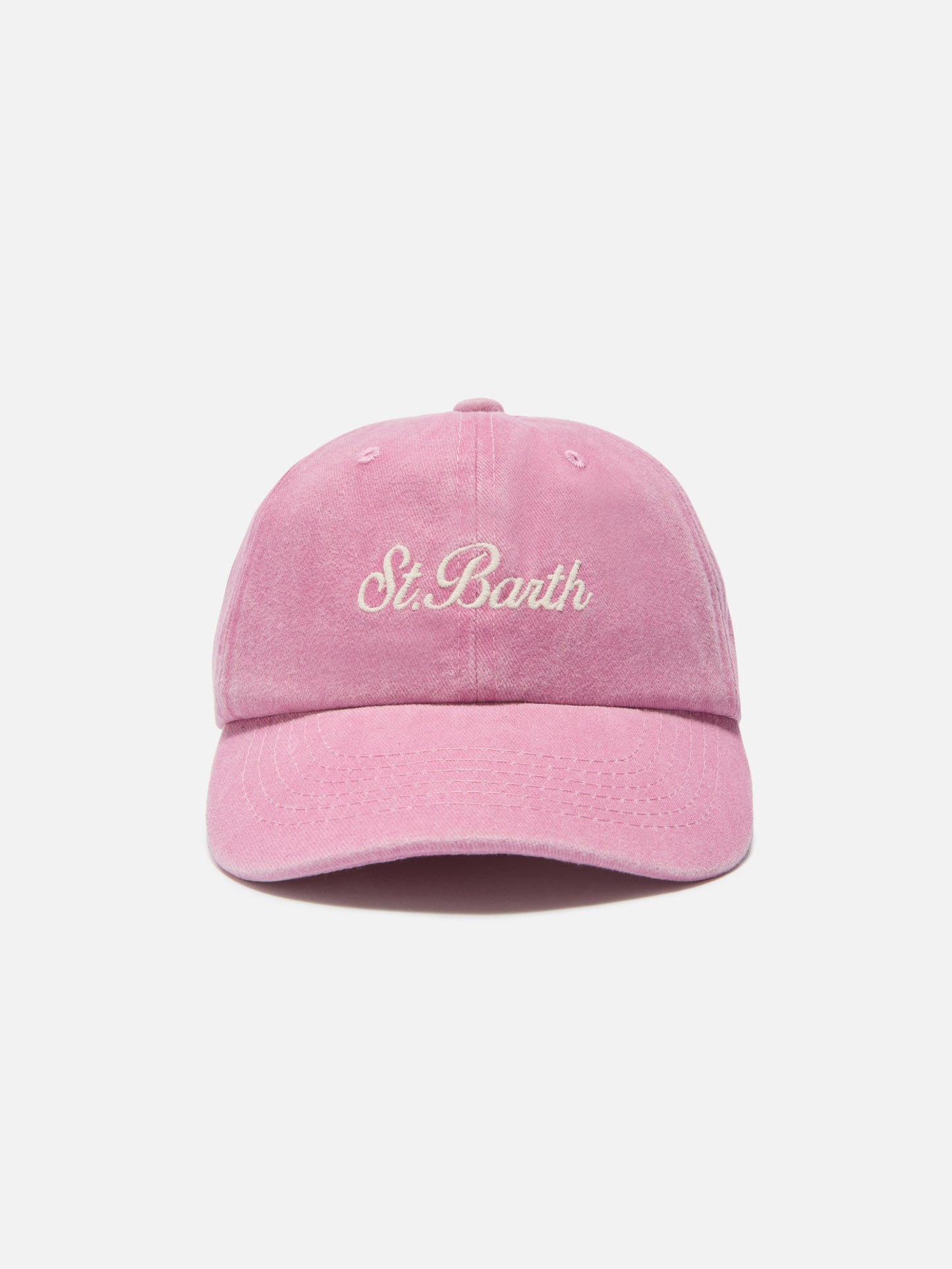 Cappellino Davis con visiera in cotone rosa chiaro con logo ricamato