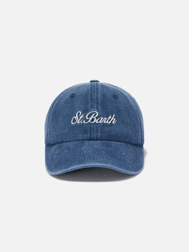 Cappellino Davis con visiera in cotone blu chiaro con logo ricamato
