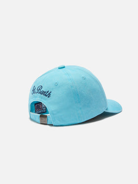 Davis cap with visor in light blue cotton with Bello e Monello embroidery