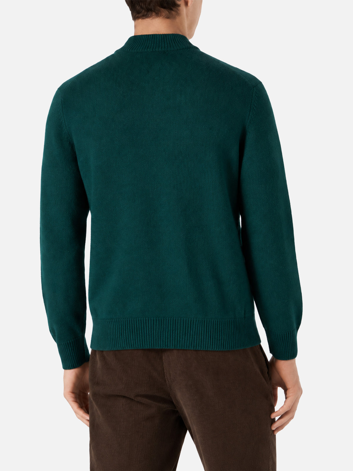 Maglia lupetto Davos verde con cartolina Engadina