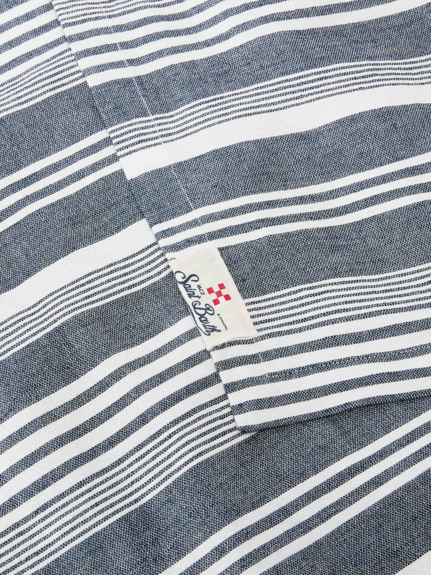 Telo mare Deauville extra large in microfibra con stampa a righe blu