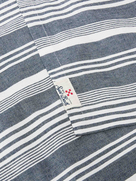 Telo mare Deauville extra large in microfibra con stampa a righe blu