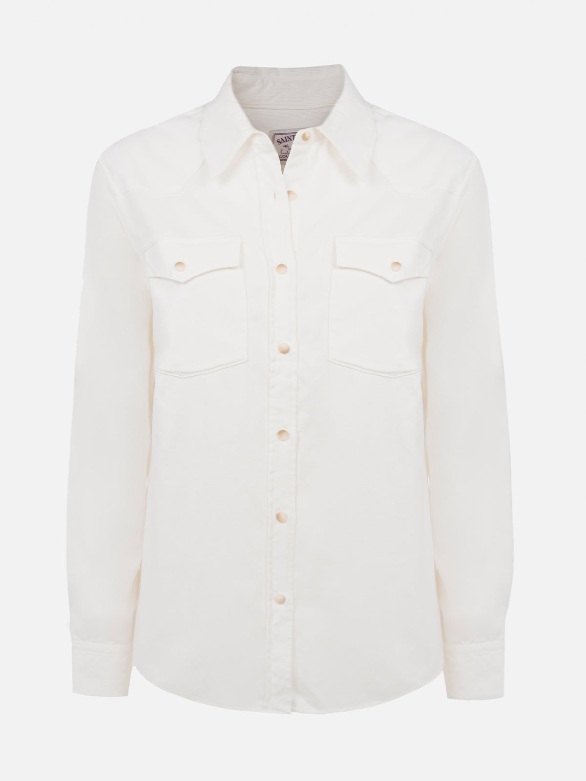 Woman off-white corduroy-like shirt Deer with St. Barth rhinestones logo - MC2 Saint Barth
