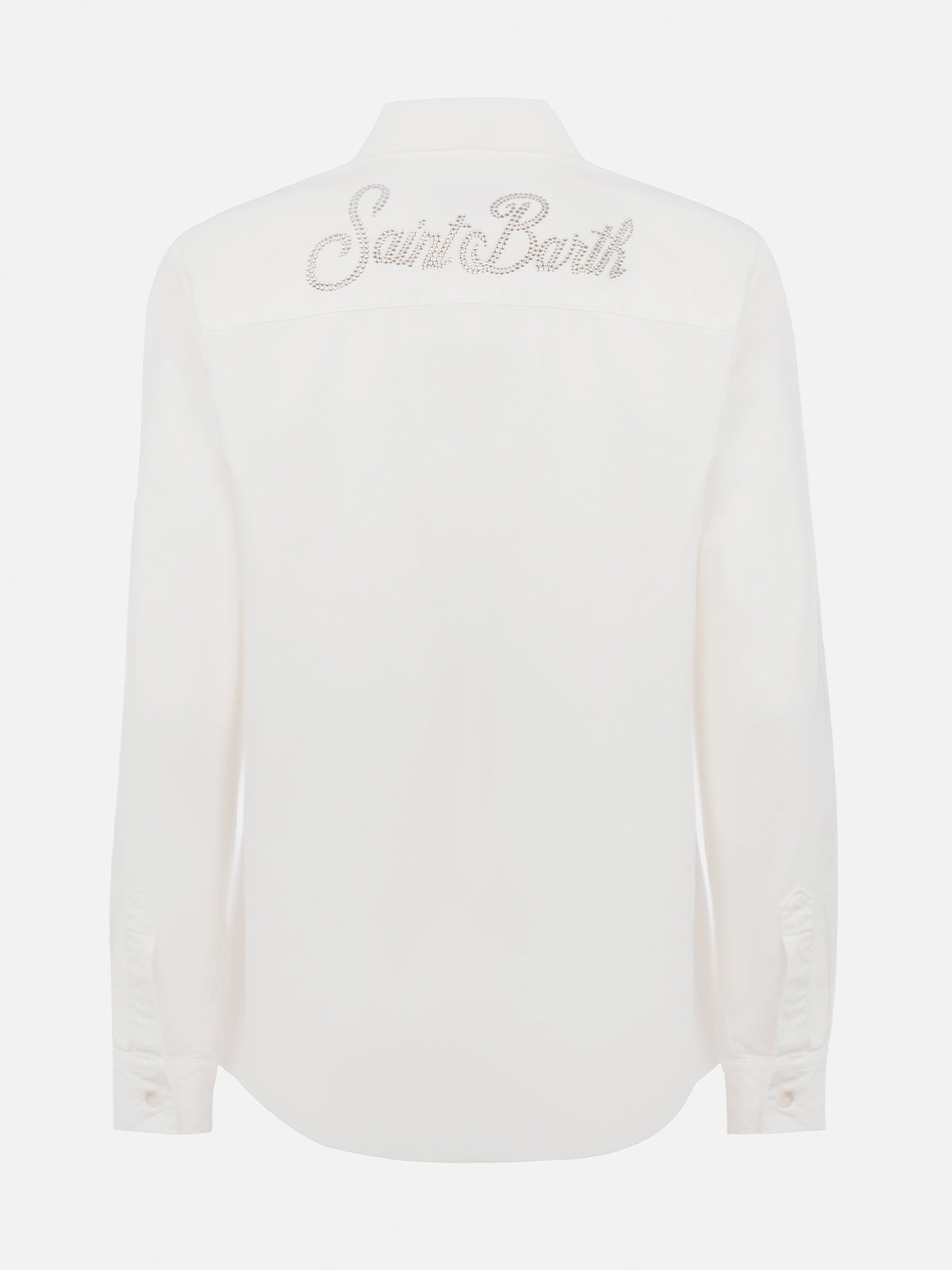 Woman off-white corduroy-like shirt Deer with St. Barth rhinestones logo - MC2 Saint Barth