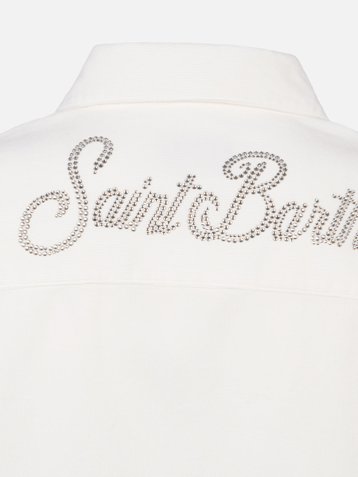 Woman off-white corduroy-like shirt Deer with St. Barth rhinestones logo - MC2 Saint Barth