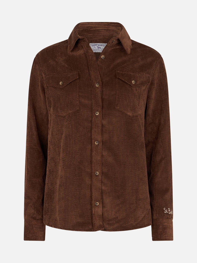 Woman shirt Deer corduroy brown