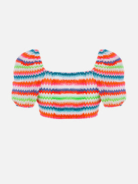 Woman raschel knit cropped top - MC2 Saint Barth