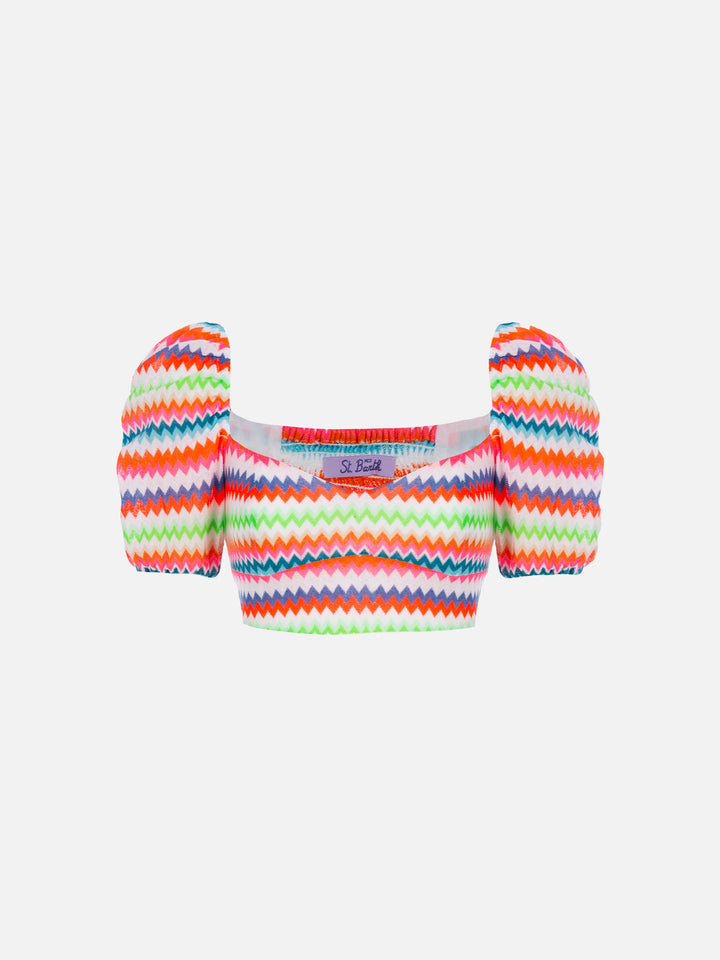 Crop top Delia fluo chevron raschel 