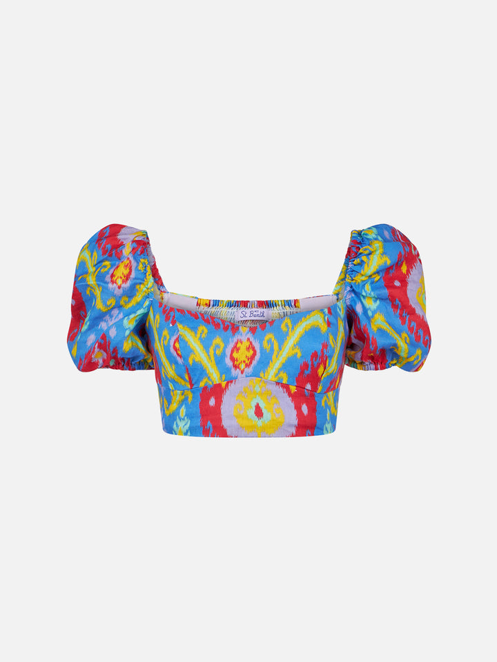 Crop top con stampa ikat