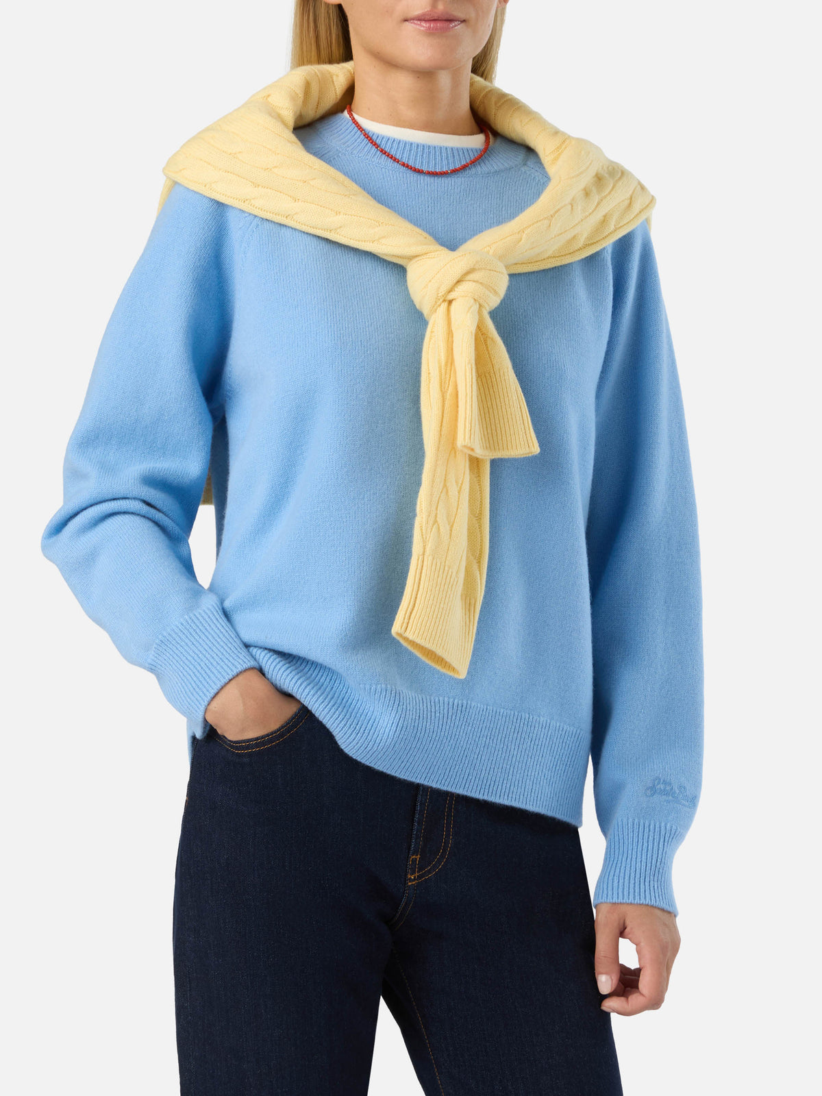 Light blue Delphine wool crewneck knit