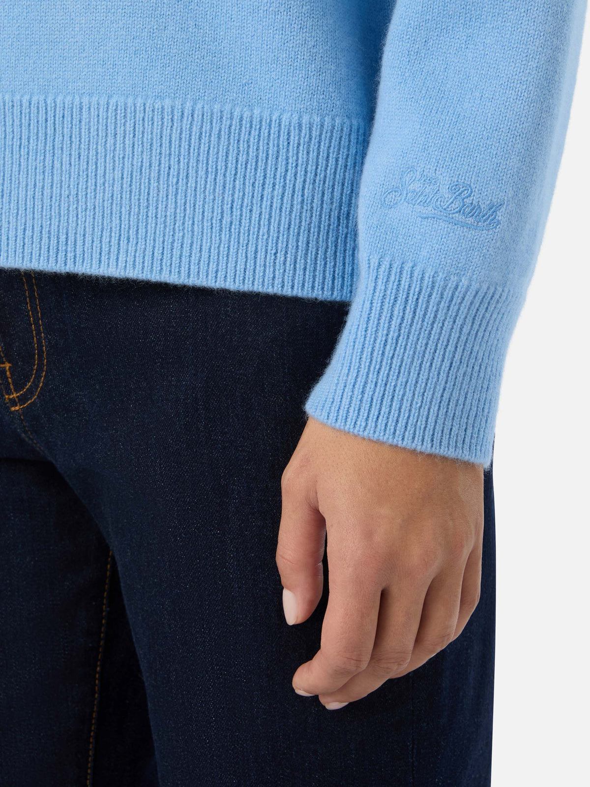 Light blue Delphine wool crewneck knit
