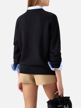 Black Delphine wool crewneck knit