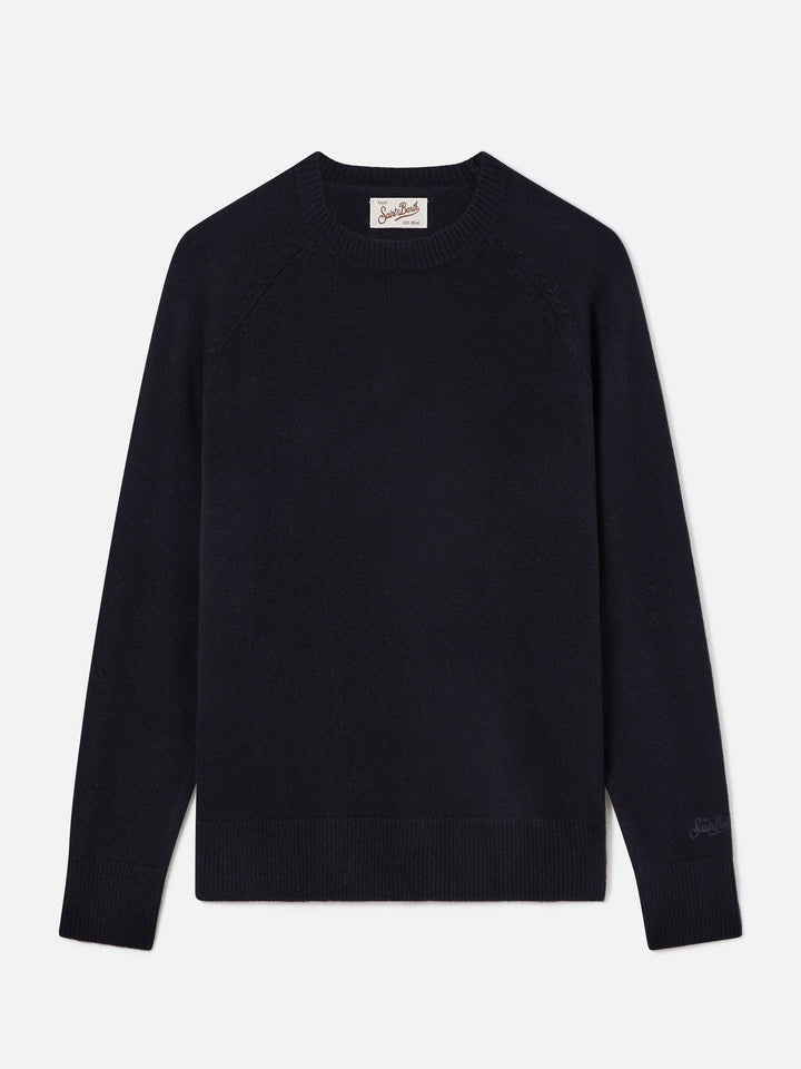 Black Delphine wool crewneck knit
