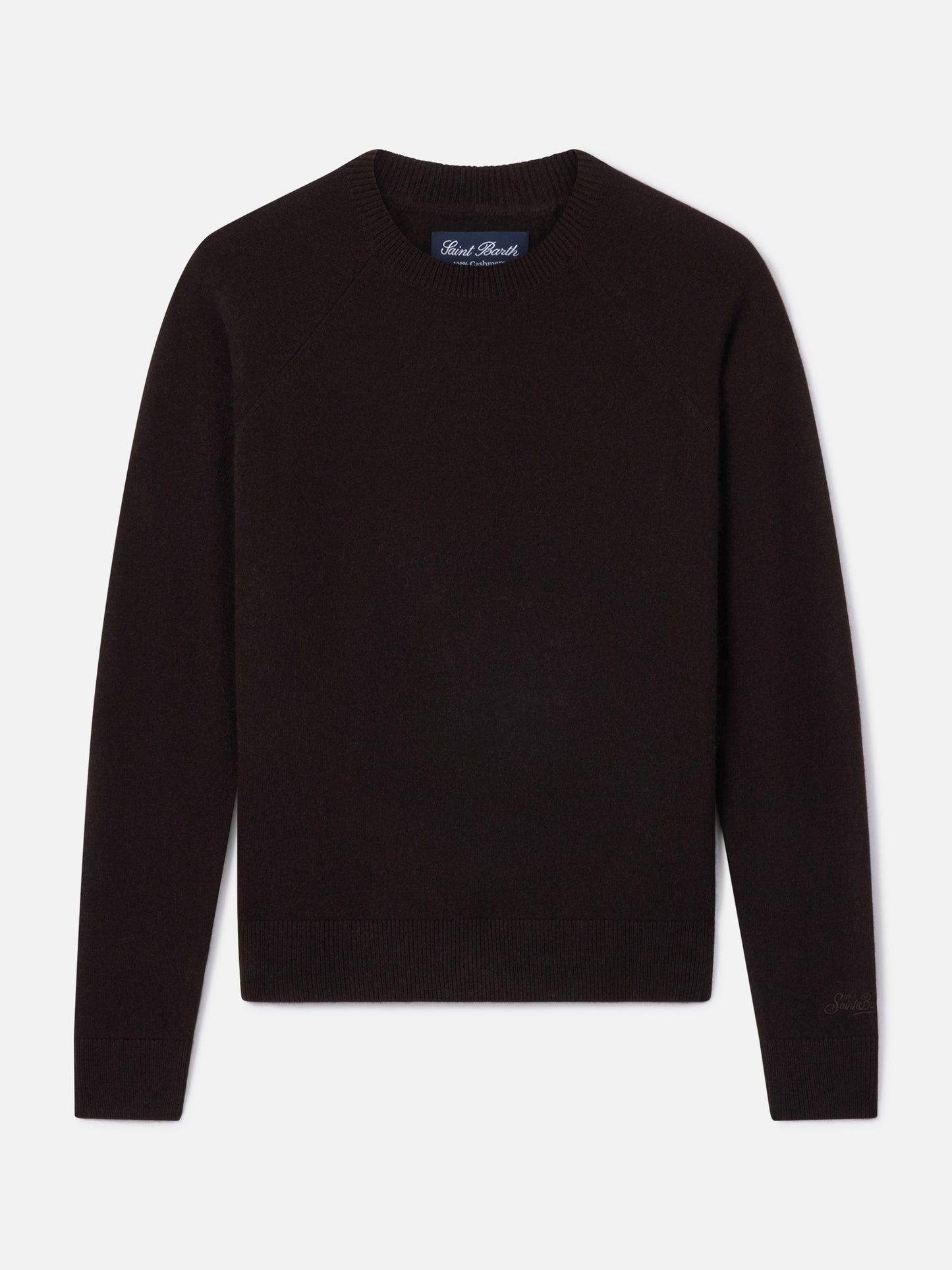 Jersey de punto con cuello redondo Delphine en cashmere color marrón oscuro 