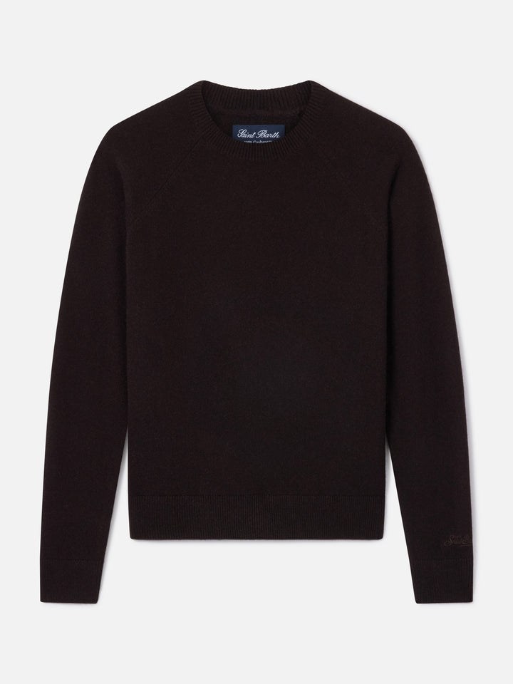 Maglia girocollo Delphine marrone scuro in cashmere