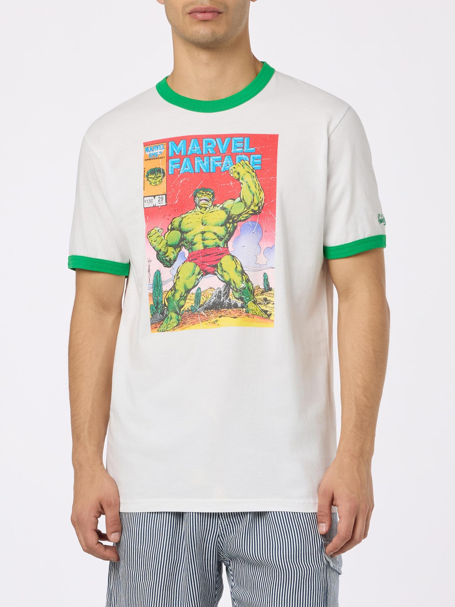 Man cotton t-shirt with Hulk print | MARVEL SPECIAL EDITION - MC2 Saint Barth