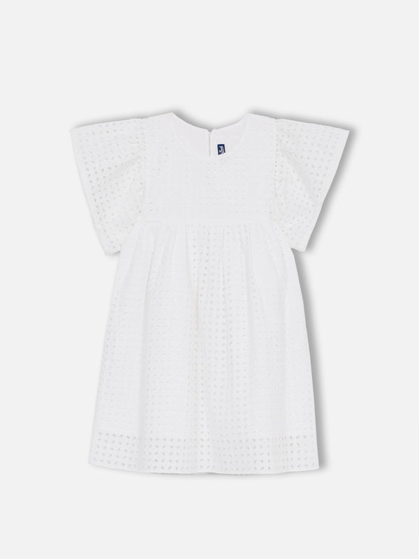 Girl white Sangallo lace cotton dress