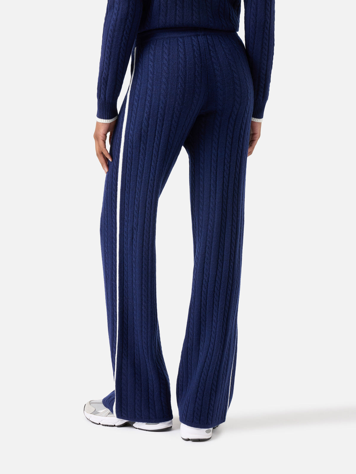 Pantalon en laine Night blue Dinard avec finitions contrastées 