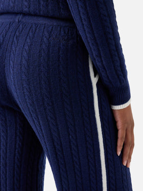 Pantalon en laine Night blue Dinard avec finitions contrastées 