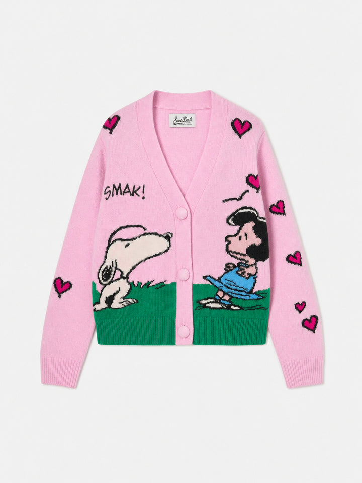 Pink Didy cardigan with Snoopy jacquard | Special edition