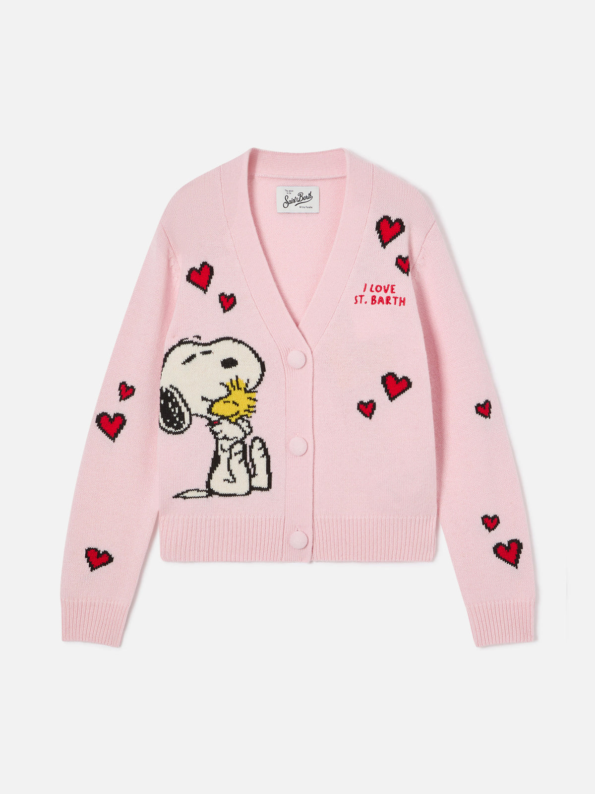 Cardigan Didy rosa con intarsio Snoopy | Special edition