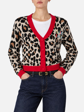 Woman cropped cardigan with Saint Barth embroidery