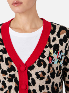 Woman cropped cardigan with Saint Barth embroidery