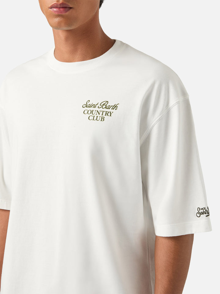 Camiseta oversize blanca de algodón Delmar con estampado Country Club en la espalda 