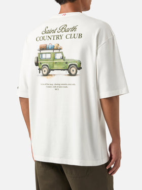 T-shirt Delmar oversize bianca in cotone con stampa Country Club sul retro