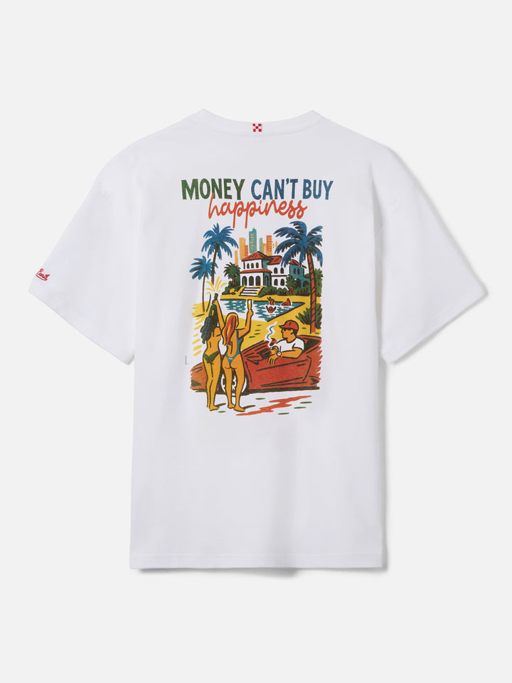 T-shirt Delmar con stampa Money Can’t Buy Happiness e maxi grafica sul retro