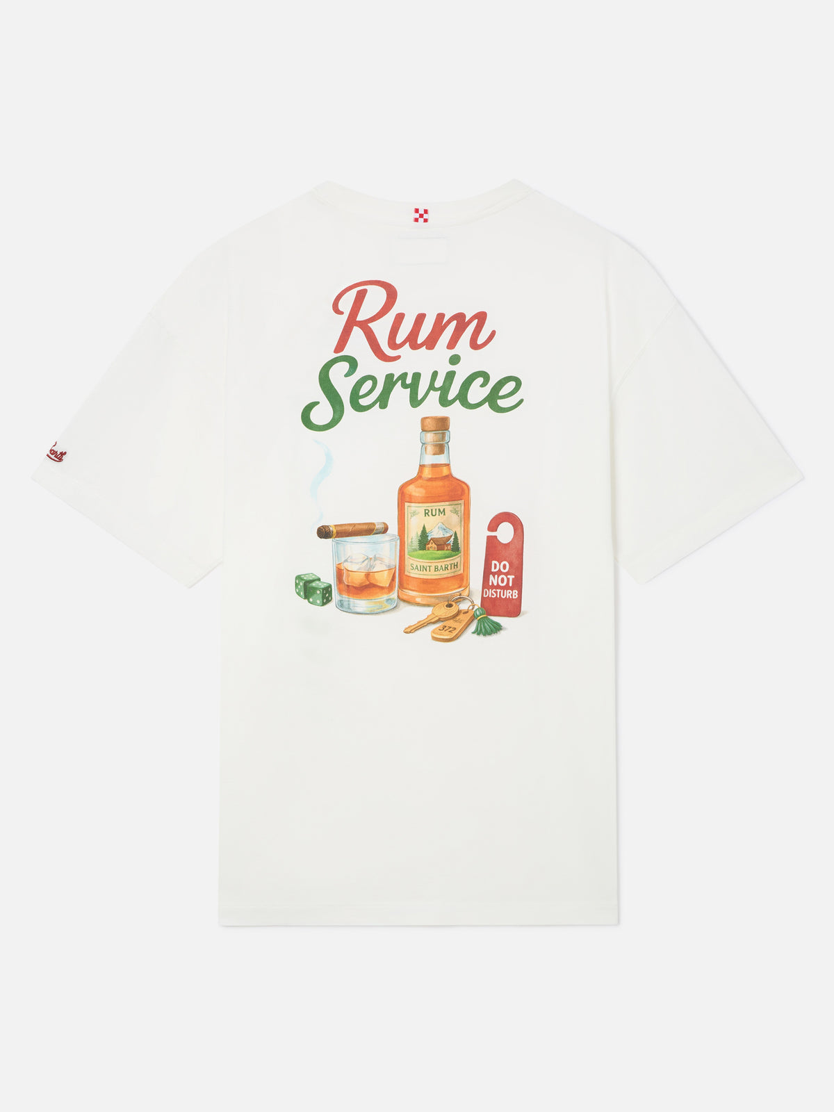 T-shirt Delmar oversize bianca in cotone con stampa Rum Service sul retro