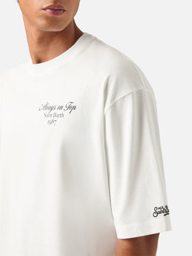 T-shirt Delmar oversize bianca in cotone con stampa I'm Always On Top sul retro