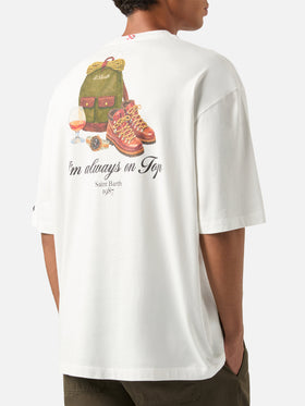 T-shirt Delmar oversize bianca in cotone con stampa I'm Always On Top sul retro