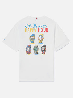 Delmar t-shirt with St. Barth Happy Hour print and maxi graphic on the back