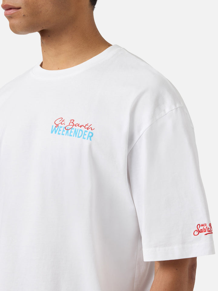 T-shirt Delmar con stampa St. Barth Weekender e maxi grafica sul retro