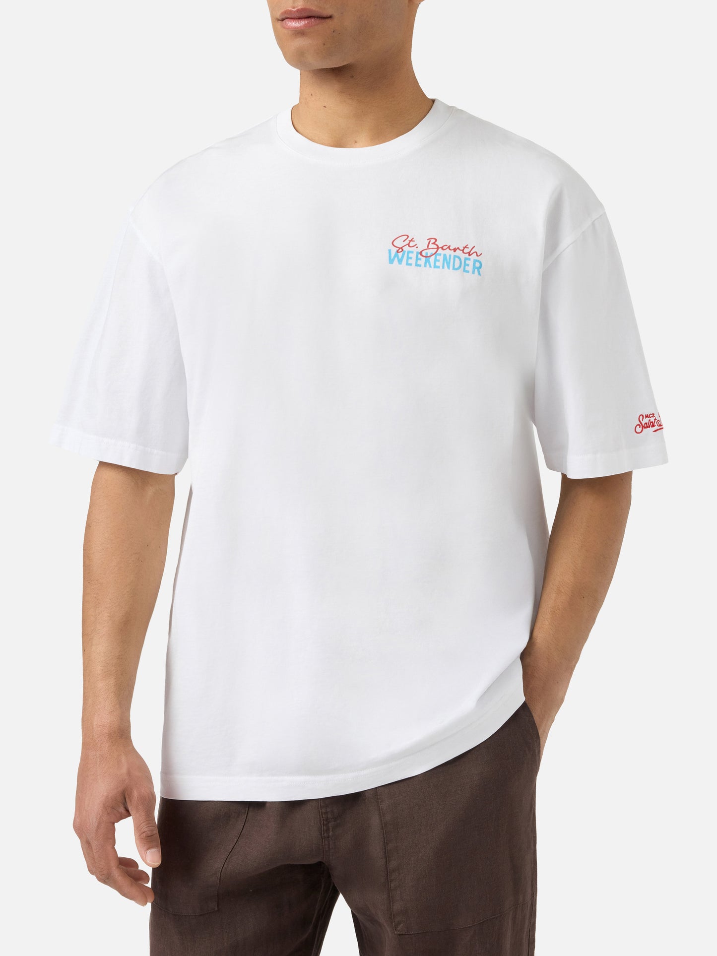 Delmar t-shirt with St. Barth Weekender print and maxi graphic on the back