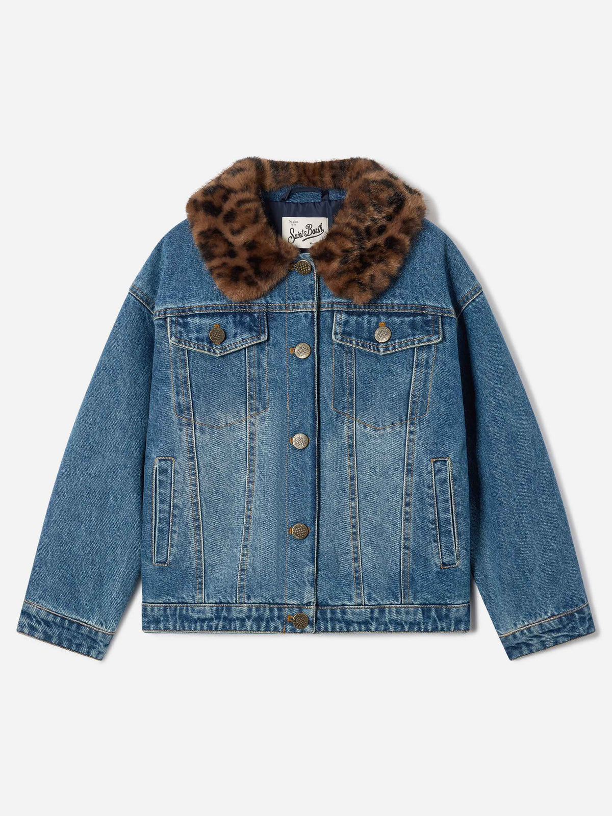 Veste en denim Light blue Dailys avec col en fausse fourrure 