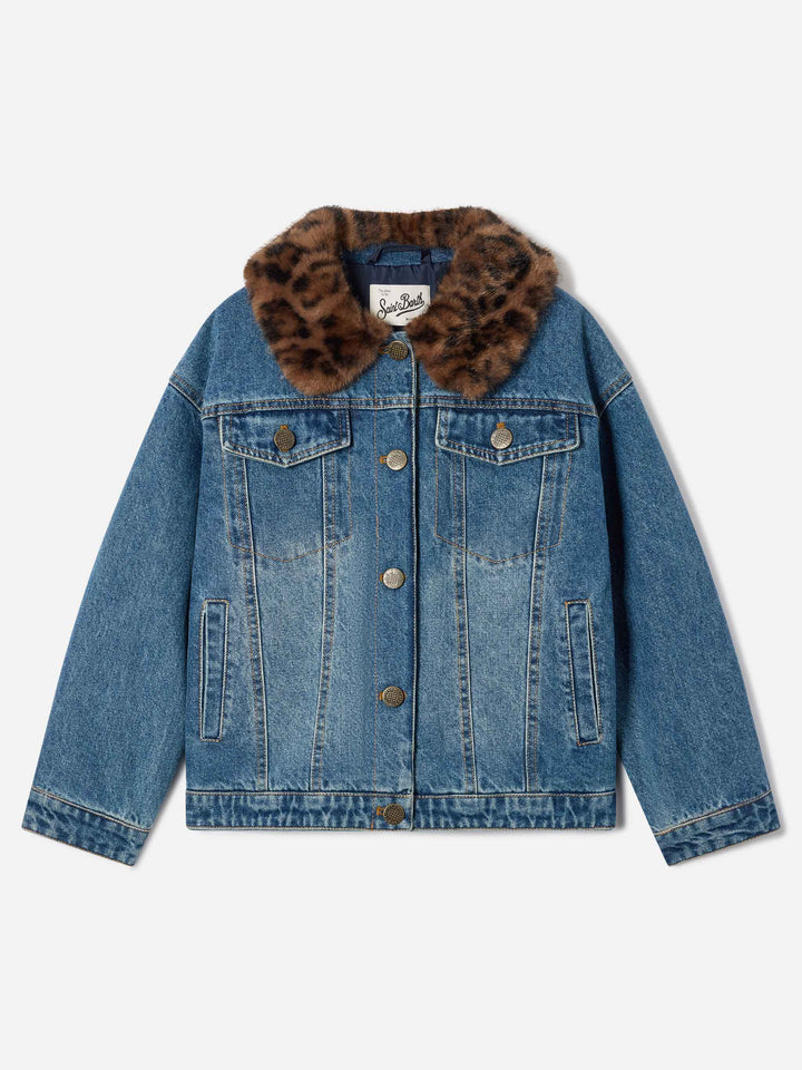 Light blue Dailys denim jacket with faux fur collar