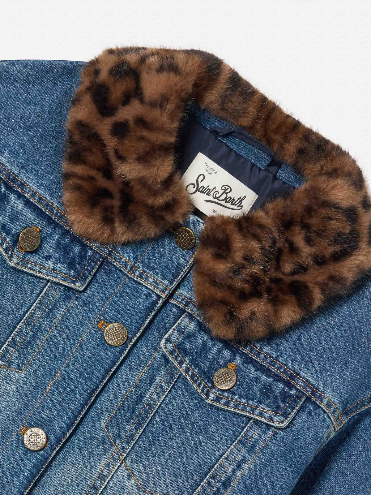 Veste en denim Light blue Dailys avec col en fausse fourrure 