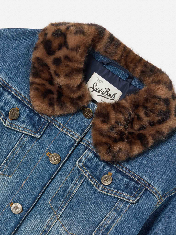 Light blue Dailys denim jacket with faux fur collar