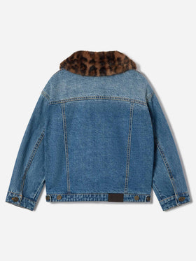 Veste en denim Light blue Dailys avec col en fausse fourrure 
