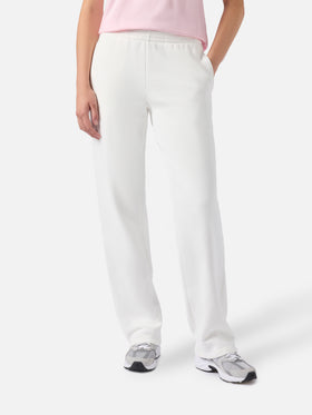 Pantaloni jogger in pile di cotone bianco sporco da donna Deena