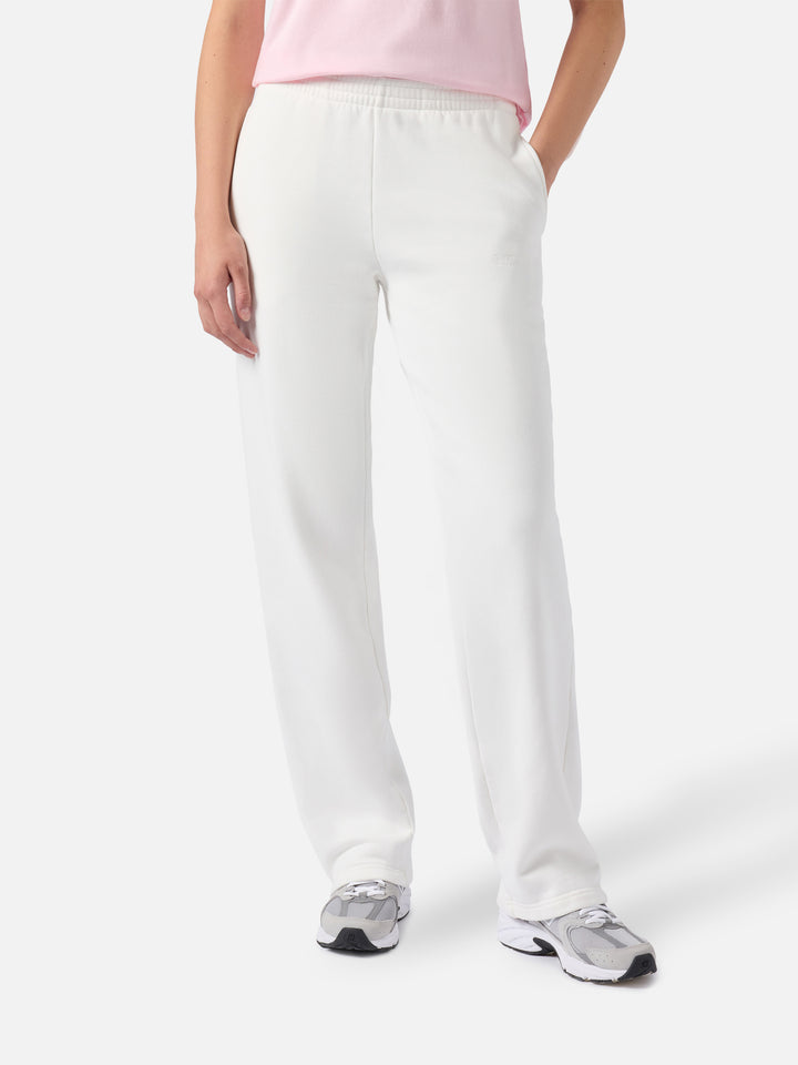 Pantaloni jogger in pile di cotone bianco sporco da donna Deena